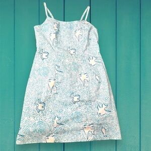 Vintage White Label Lilly Pulitzer Sundress Glow in the Dark Fish Fabric